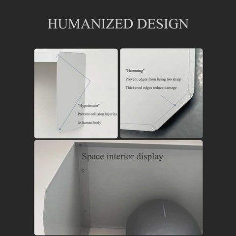 Humanized design features of the Heavy Duty EV Charger Canopy and Steel Roof Awning showing safety enhancements and interior space.