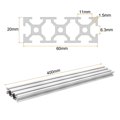 Heavy Duty T Slot 2060 Aluminum Extrusion Profile 400Mm X 60Mm with detailed dimensions for CNC and 3D printer applications.