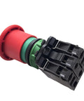 Pro Grade Emergency Stop Switch For Skyjack Scissor Lift SJ6832 Rt heavy duty push button with red casing and green detail.