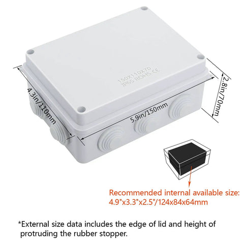 ABS Plastic IP65 Dustproof Waterproof Junction Box Universal Electrical Project Enclosure White 5.9 x 4.3 x 2.8 Inch