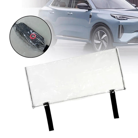 EV Charger Rainproof Cover Clear PVC Protection Housing 60X25cm with straps for electric vehicle control box use.