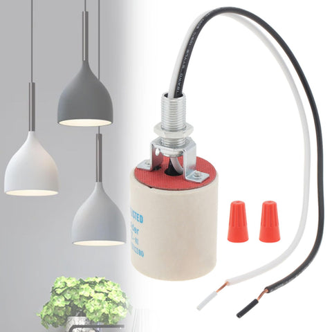 Ceramic E26 Light Socket With 10 Inch Lead Wire Porcelain Medium Base Lamp Holder For Halogen Incandescent And LED Bulbs Pack Of Four