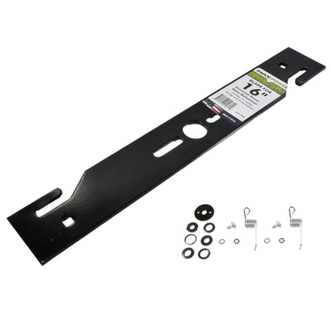 16 Inch Universal Power Rake And Dethatcher Blade For Lawn Mowers, Fits 330100 Models, includes washers and cover, black metal blade