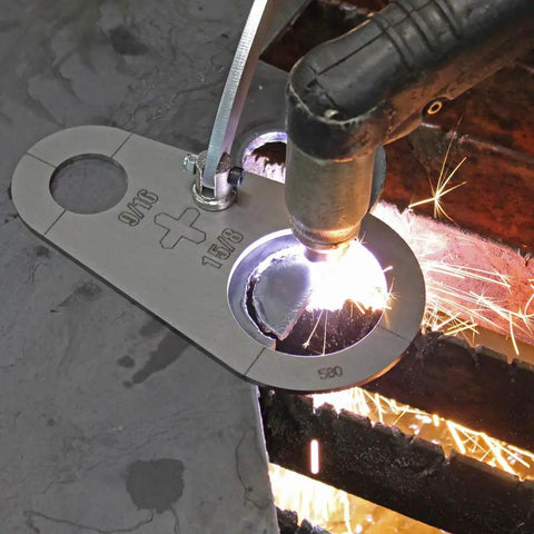 Circle Pro Upgrade Plasma Stencil Cutter Guide Kit, 5 Piece Set With 0.430 Inch Size Additions in use with plasma cutter
