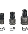 Square Drive Quick Release Bit Holder Adapters for Impact Wrenches 3 Piece Set with 1/4, 3/8, 1/2 inch sizes