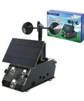 Ultimate ESP32 Weather Station Kit For IoT Nerds with solar panel and sensors including wind and rain sensor, product box shown.