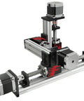 Three Axis Linear Slide Table Stage With Ball Screw And Stepper Motor For 3D Printers, aluminum rails, shown with stepper motors