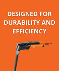 Compact Metal Nibbler Power Tool Featuring 22 Gauge Cutting Capacity For Roofing And Facade Work against orange background.