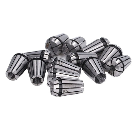 Pro Grade 13Pcs ER11 Spring Collets Set from 1.0mm to 7.0mm high precision spring steel for milling lathe chuck and carving tools.