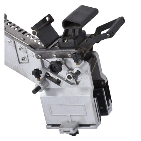 Close-up of Compact Portable Edge Banding Machine For Woodworking Heat And Bend Edges With Hot Melt Adhesive Curve And Straight Manual Bander