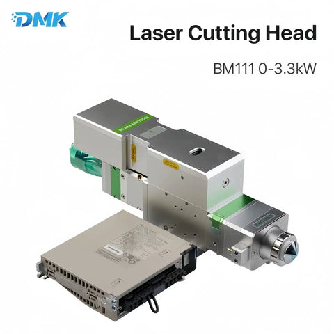 Heavy Duty Fiber Laser Cutting Head With Automatic Focus 3Kw Powerhouse for precision metal sheet work, showcasing shiny metal components and lens.