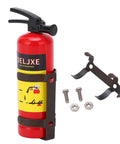 Dope Scale RC Car Fire Extinguisher Prop Lightweight Portable Rescue Gear Realistic Red Decor Solid Build For Axial Scx10 Wpl Mn Rock Crawlers showcasing red design with mounting brackets and screws.