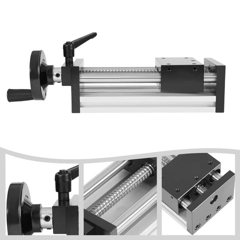 Beefy Manual Sliding Table Linear Rail Guide With Dual Optical Axis, 3.94 Inch Travel, Ball Screw Design, Manual Positioning Rail For CNC Machinery, 66 Lbs Load Capacity, Aluminum Construction For Heavy Duty Precision, manual CNC rail