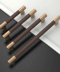 Premium Champagne Bronze And Brown Knurled Kitchen Cabinet Pulls With A Badass Heavy Duty Grip 5 Inch Center To Center 10 Pack displayed on surface.