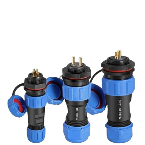 Three Built Tough Waterproof IP68 Panel Mount Socket Connector Kits for SP13 SP16 SP17 SP20 SP21 Series, Back Nut Cylindrical Wire Connectors.