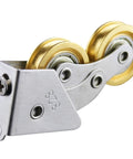 Slick Heavy Duty Sliding Cabinet Pulleys For Pantry Cupboards And Closet Doors Featuring Noiseless Quiet Glide Operation, double wheel rollers in steel.