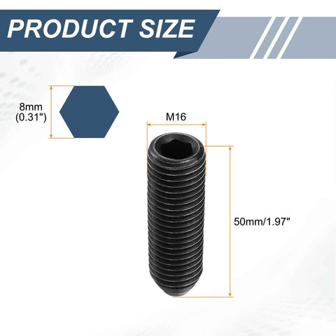 Two Pack M16 X 50mm Hex Socket Spring Loaded Plunger Ball High Carbon Steel Heavy Duty Grip Pin Black Finish For Pneumatic Air Tools And Home Mech Projects Rock Solid Core Unbeatable Daily Value, size dimensions 8mm ball, 50mm length.