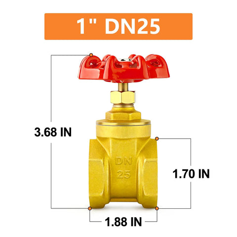 1 Inch Brass Industrial Gate Valve With Wheel Handle, Heavy Duty Gate Valve With Female To Female Threads for Water Oil Gas