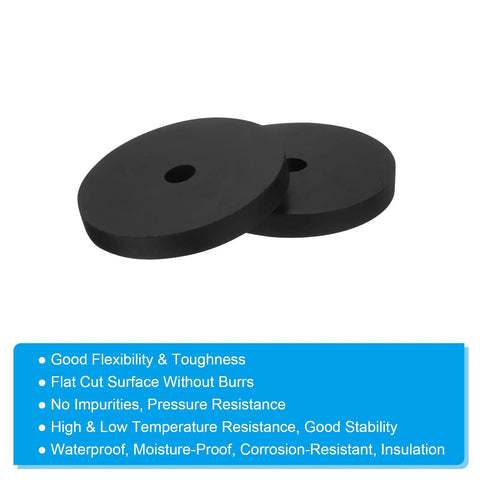 Rugged Heavy Duty Rubber Vibration Dampening Washers round rubber pads with center holes, 3 inch, thick black design for appliances.