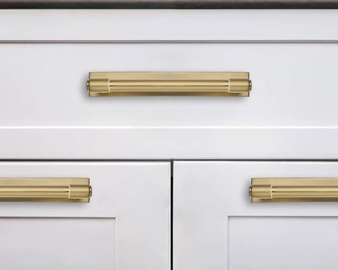 5 Pack 6 Inch Center To Center Champagne Bronze Cabinet Pulls With Backplate And Base Plate Made From Zinc Alloy In Satin Brass Finish