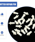 40 Piece Plantation Shutter Repair Pins Set With Spring Loaded Plastic Hardware For Cabinet And Furniture Fixes Quick Snap visible on black background.