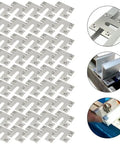 Hella Tough Stainless Steel Solar Grounding Clips For Photovoltaic Roof Systems and Greenhouse Sheds compatible with C Steel Rails, arranged in rows for installation.