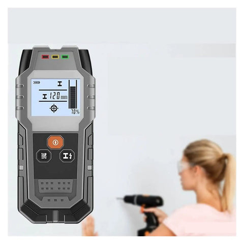 Stop Guessing With This Upgraded Deep Scanning Wall Detector That Finds Wood Nails Wires And Steel Bars Behind Concrete Fast. Handheld device with LCD.