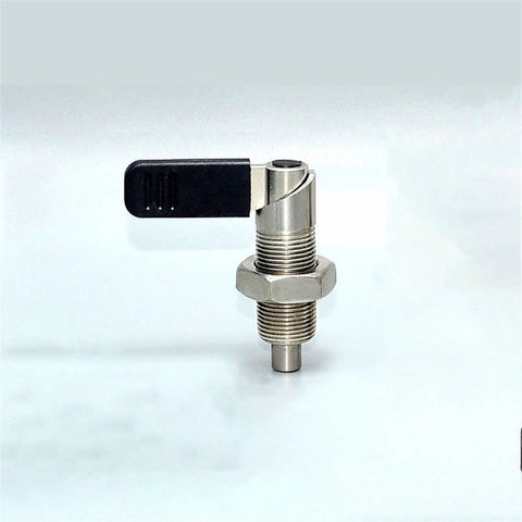 Built Tough Heavy Duty Lever Indexing Plunger With Spring Loaded Screw Knockout 180 Position Lock Fine Thread M16 Hardware angled view