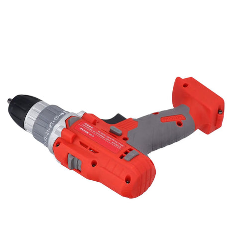 Dual Direction Rotation Cordless Electric Drill Featuring 25 Adjustable Torque Settings Plus A One Hand Reverse Switch Designed For Daily Grinds And Zero Hassle Builds, side view with red and gray handle.