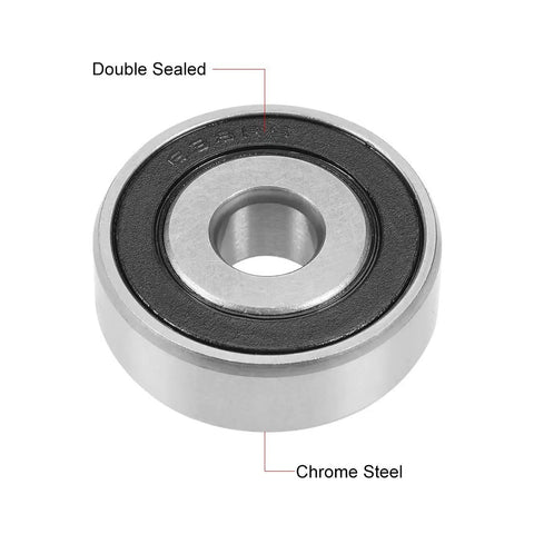 Tough As Nails 638-2RS Deep Groove Ball Bearings 10 Pack Double Sealed Chrome Steel showing double seal and chrome steel material.