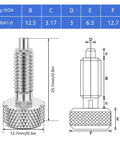 M6 Stainless Steel Retractable Spring Plunger With Knurled Grip Handle Self Locking Pin Bolt Drop Straight Into Rolling Toolboxes And Shop Rigs Heavy Duty 2 Piece Set Built Tough dimensions and detailed view.