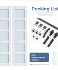 42X84 Double Bifold Sliding Barn Door With Heavy Duty Hardware Kit Solid Mdf Build And Waterproof Pvc Trim showing packing list with components.