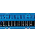 12 Piece Beefy Three Eighth Inch Drive Semi Deep Standard Socket Set In Blow Molded Case With Sizes From Five Sixteenths To One Inch Durable Taiwan Made Build Lifetime Warranty Ideal For DIY And Pro Mechanics