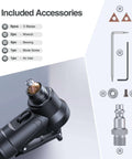 Mulcort pneumatic chamfering tool, black handheld with copper cutting head; includes 6 C-blades and accessories