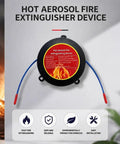 Automatic Aerosol Fire Extinguisher Simple Apply Fire Suppression Sticker For Car Under Hoods And Breaker Panels Heat Powered device with red and blue features.