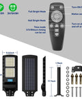 Outdoor Solar Street Light IP67 Waterproof 600 LEDs 30000 Lumens Dusk to Dawn Flood Light with Remote Control and Motion Sensor features