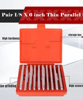 Thin Parallel Bar Set Pro Grade Ten Pairs One Eighth Inch Thick By Six Inch Long Precision Parallels in storage box.