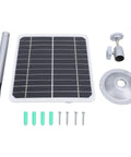 Rock Solid 20 Watt 5V Monocrystalline Solar Panel For Security Cameras And Wildlife Feeders With IP68 Waterproof Rating includes panel, mounts, and hardware.