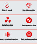 Icons showcasing features of Automatic Din Rail Fire Extinguisher With Dual Nozzle Heads And Smart Heat Trigger for circuits.