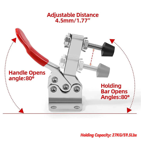 20 Pieces Horizontal Toggle Clamp Set With Quick Release For One Hand Operation Up To 27 Kg Perfect For Workbench Jigs And Repetitive Clamping Jobs Grab And Go Grips And Durable Performance On Any Project, metal clamp with red handle and adjustable screw