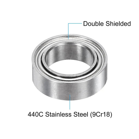 5 Pcs SMR85ZZ Stainless Steel Ball Bearings 5mm By 8mm By 2.5mm Dual Shielded Miniature Abec 3 Rustproof Rolling Elements For Motors And Gadgets Rock Solid Reliability Hella Smooth Action, showing double shielded 440C stainless steel.
