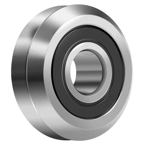 Close-up of a 16 Pack Rm2 2Rs Three Eighths Inch Double Rubber Sealed Mini Ball Bearing with precision V groove.