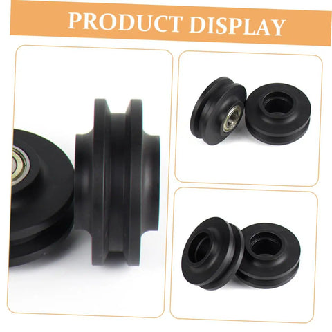 Heavy Duty Sliding Gate Bearing Rollers 4 Pack Nylon Wheels For Inverted Tracks close-up view of durable black rollers.