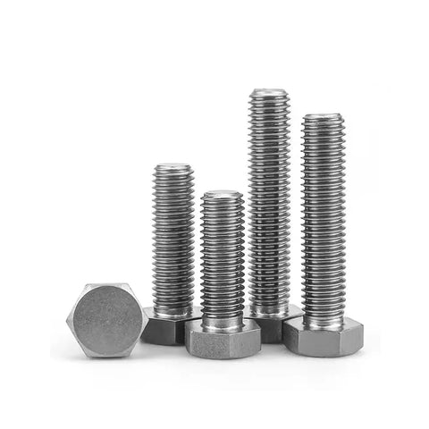 Hardcore Pure Titanium Hexagon Bolts And Outer Hex Screws M10 X 35 Millimeter Badass Fasteners Smooth Ride For Gritty Diy Metalworking And Auto Repairs, five titanium hex bolts in a row.