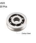 Premium V623 Deep Groove Ball Bearings Twenty Piece Set Smooth Operator Carbon Steel Pulley 3Mm x 10Mm x 3Mm with visible shield.