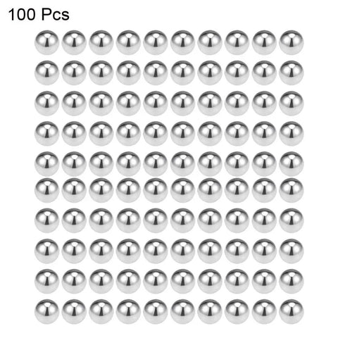 Pro-Gear 6MM 316L Stainless Steel G100 Precision Bearing Balls 100 Count arranged in rows, showcasing durability and precision.