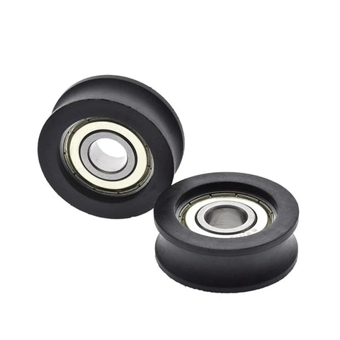 Rock Solid U Groove Pulley Wheels With Sealed Nylon Bearings For Smooth Sliding Doors And Cabinet Runners White Track Roller Sheave Replacement Kit 12mm Bore 44mm wheels close-up view.