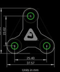 Straight Up Badass Muscle Sensor Module Featuring High Performance Emg Technology, top view with dimensions displayed.