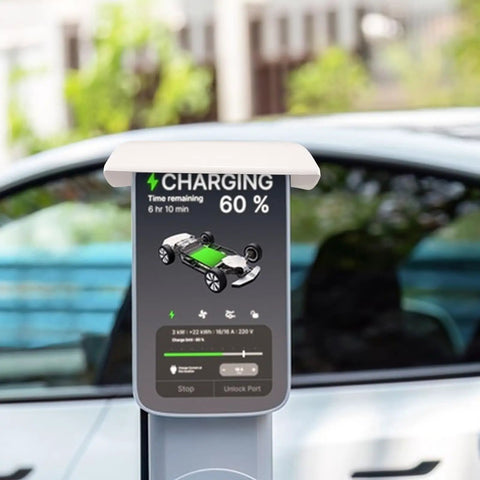Rock Solid Abs White Ev Charger Rain Cover For Outdoor Charging Stations And Control Panel Boxes That Slaps On Fast To Keep Your Gear Drip Proof Through Every Season on an EV charger.