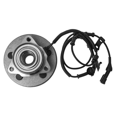 Front Wheel Hub And Bearing Assembly Pair For Ford Explorer Sport Trac Mercury Mountaineer 5 Lug Abs Plug And Play Drop In Heavy Duty Twin Pack No Sweat Swap Kit 515078 top view with ABS wiring.